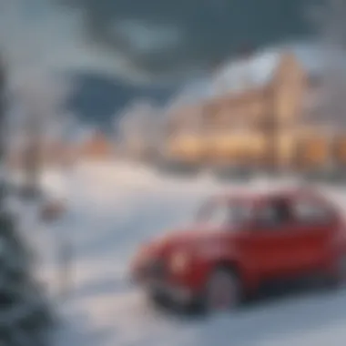 A vintage postcard with a nostalgic winter scene, evoking warmth and holiday spirit