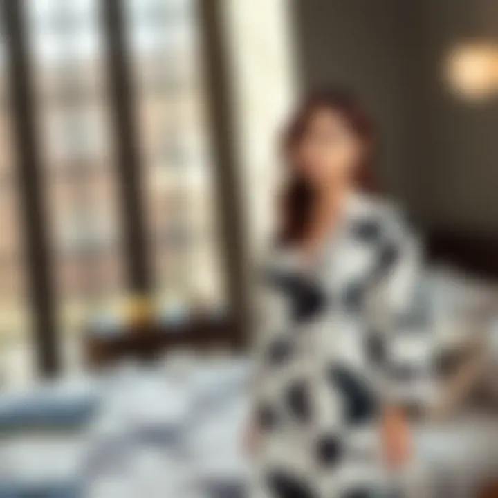 Versatile Styling of Cow Print Nightgown Stylish model showcasing versatile styling of cow print nightgown