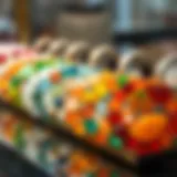 Elegant display of crystal agate bracelets showcasing a spectrum of colors