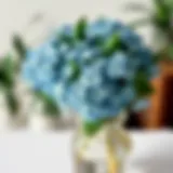 Vibrant Arrangement of Artificial Forget-Me-Not Flowers A vibrant arrangement of artificial forget-me-not flowers in a decorative vase