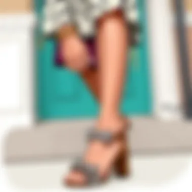 Fashionable outfit paired with rhinestone bow sandals