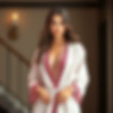 Feminine Allure in Lace Fashionable lace-trimmed bathrobe showcasing feminine allure