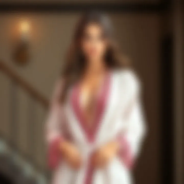 Feminine Allure in Lace Fashionable lace-trimmed bathrobe showcasing feminine allure