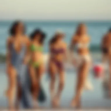 Modern Sexy Beach Styles on Shoreline Models showcasing modern sexy beach styles on the shoreline