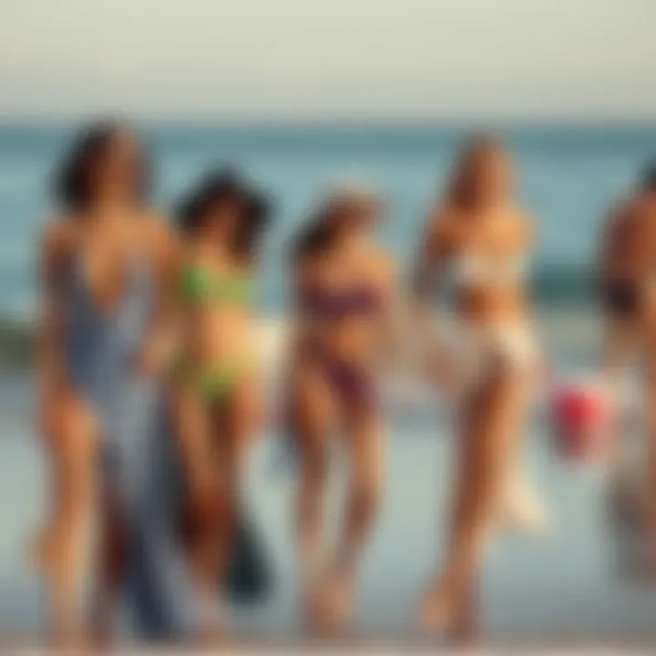 Modern Sexy Beach Styles on Shoreline Models showcasing modern sexy beach styles on the shoreline