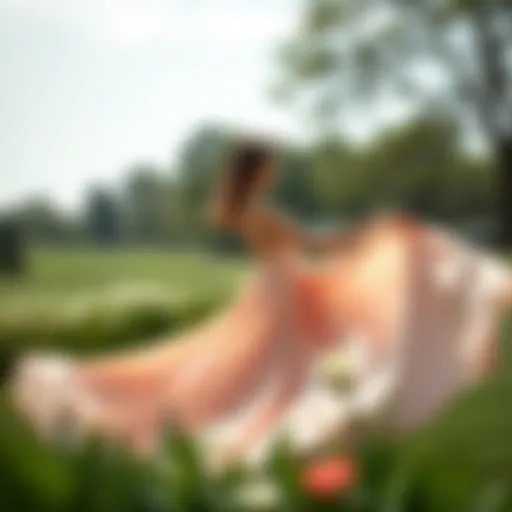 The Serenity of Elegance Elegant flowy dress in a serene outdoor setting