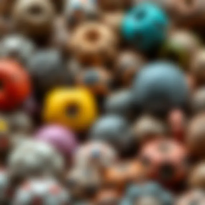 Diverse Textures and Patterns of Clay Beads A close-up view of an array of colorful clay beads showcasing different textures and patterns