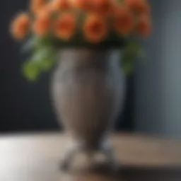 Elegant metal flower vase stand showcasing intricate design