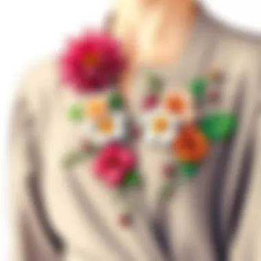 Sustainable Fashion and Floral Design Sustainable fashion piece adorned with eco-friendly flower appliques