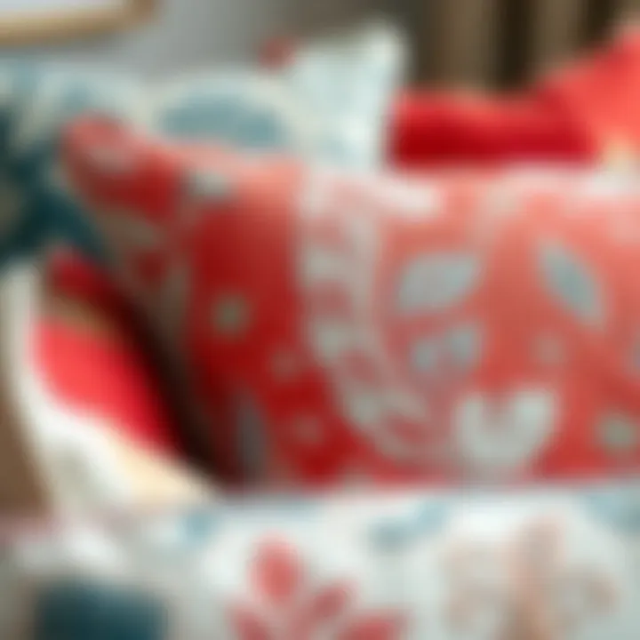 Intricate Embroidery on Throw Pillow Covers Close-up of intricate embroidery on throw pillow covers highlighting craftsmanship.