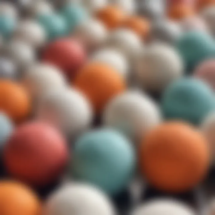 Different types of anti-static dryer balls displayed together