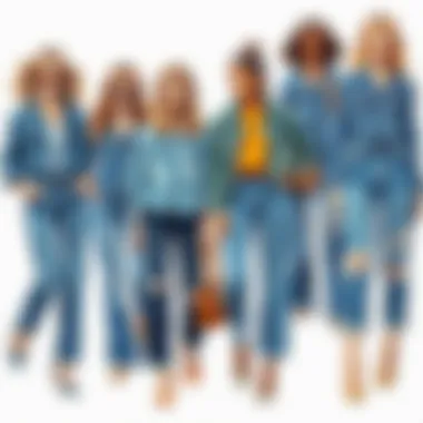 Contemporary Styling Trends in Denim Fashion A collage of modern styling options featuring diverse denim outfits.