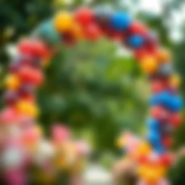Elegant circular balloon arch featuring vibrant colors and unique patterns