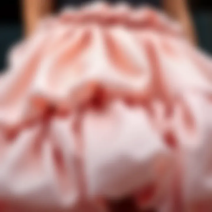 Luxurious Fabric Details of a Puffy Underskirt A close-up view of a luxurious puffy underskirt showcasing intricate fabric details.
