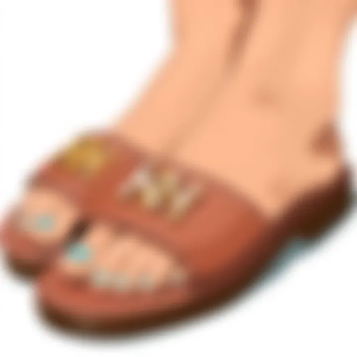 Craftsmanship of Hermes Slide Sandals Close-up of the craftsmanship of Hermes slide sandals showcasing intricate details