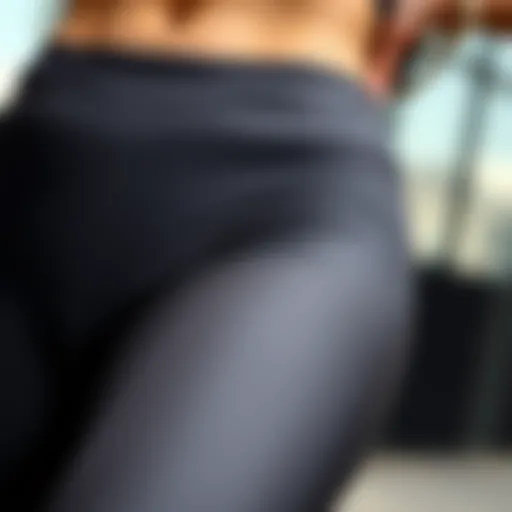 Tummy Control Design Features Close-up of yoga pants showcasing tummy control design elements