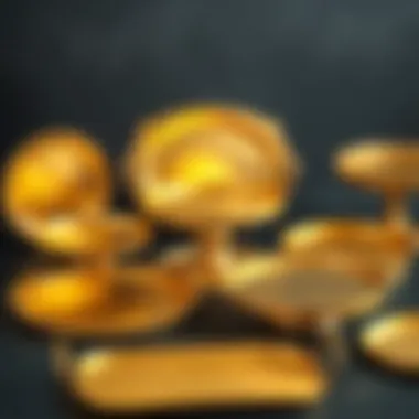 Variety of gold trays showcasing different designs and sizes