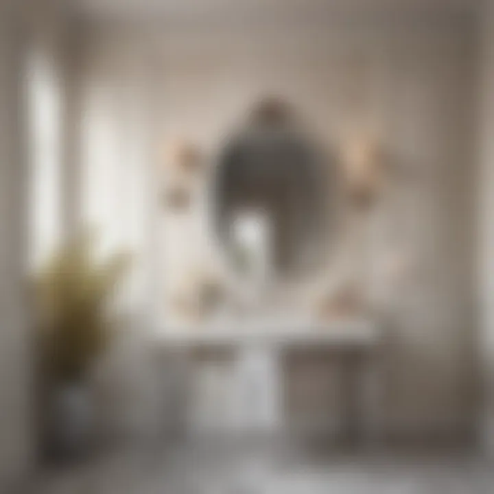 A beautifully styled powder room featuring paper guest towels as a decorative element