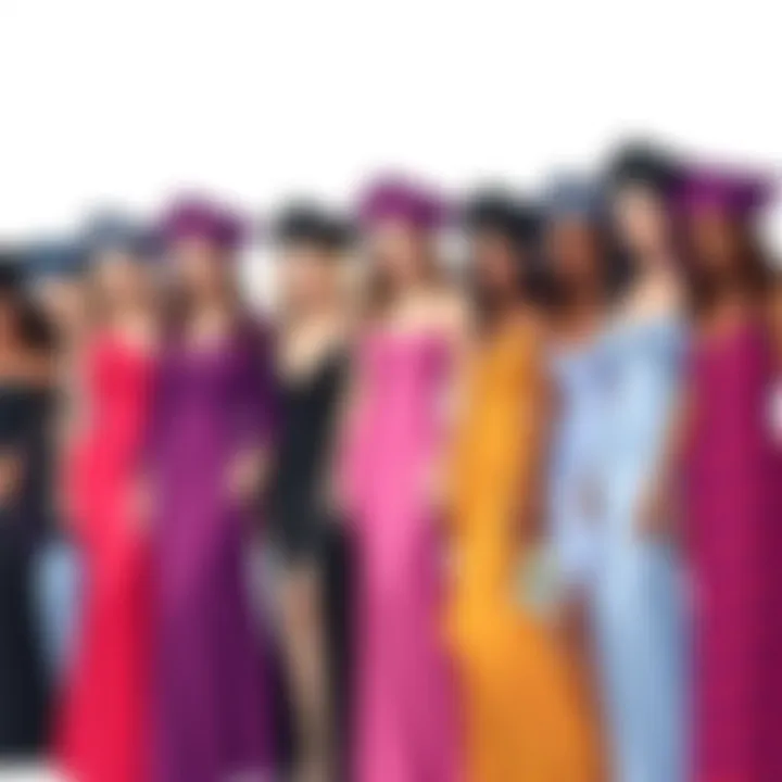 Group of graduates showcasing diverse styles of form-fitting dresses