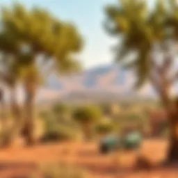 Vibrant Moroccan landscape showcasing argan trees