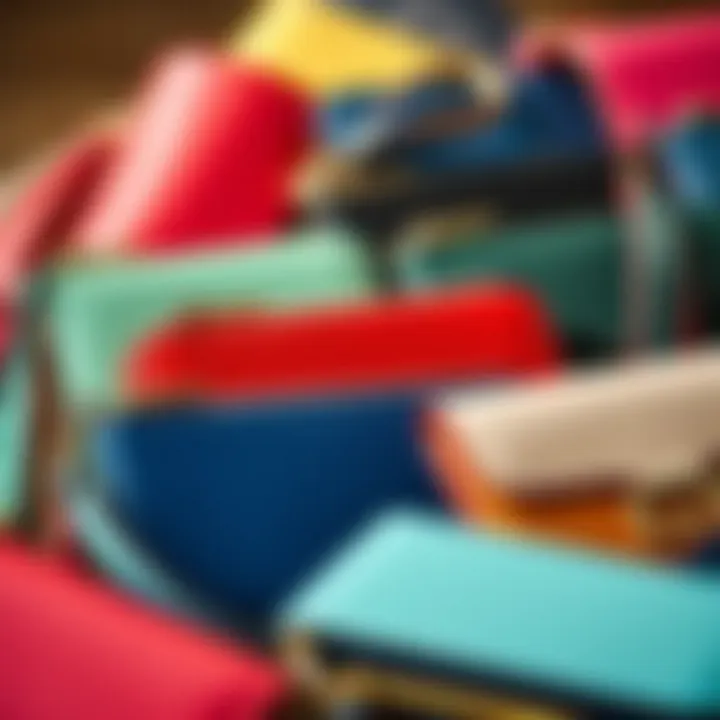 Diverse Color Options of Small Wallets Diverse color options of small wallets with wrist straps displayed beautifully
