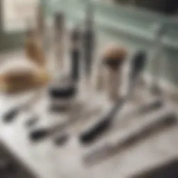 Elegant grooming tools arranged artfully on a vanity