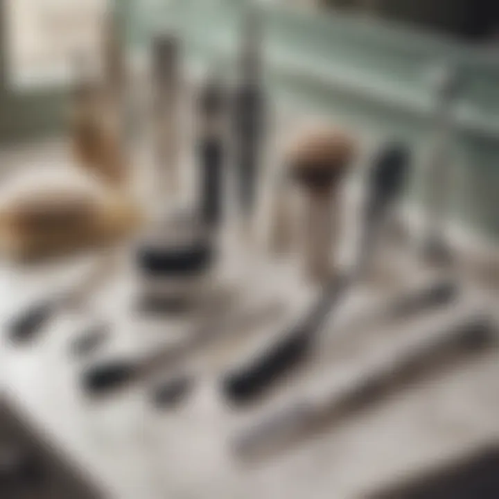 Elegant grooming tools arranged artfully on a vanity
