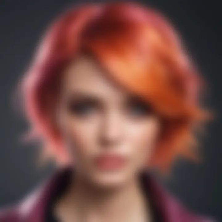 A stylist showcasing vibrant hair colors on a client