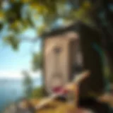 Solar powered shower bag in outdoor setting