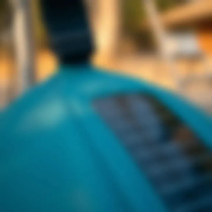 Detail of Solar Panel Technology on Shower Bag Close-up of solar panel on shower bag