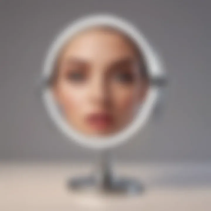 Adjustable Lighting Settings for Perfect Illumination Close-up of adjustable lighting settings on a tri-fold makeup mirror