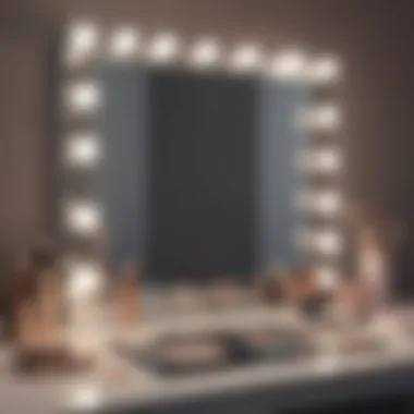 Chic Vanity Setup with Tri-Fold Lighted Mirror Tri-fold lighted makeup mirror in a chic vanity setup