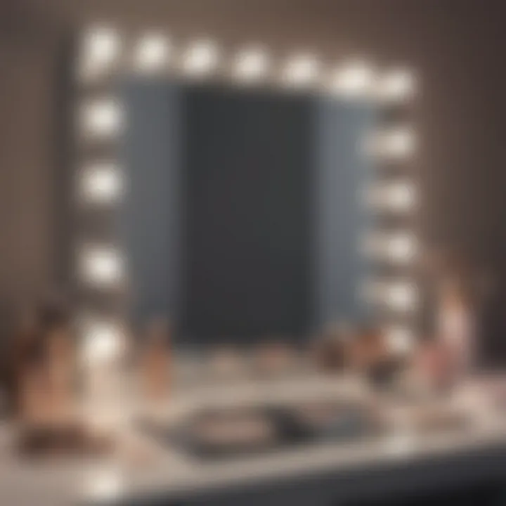 Chic Vanity Setup with Tri-Fold Lighted Mirror Tri-fold lighted makeup mirror in a chic vanity setup