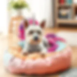 Elegant unicorn dog bed with vibrant colors