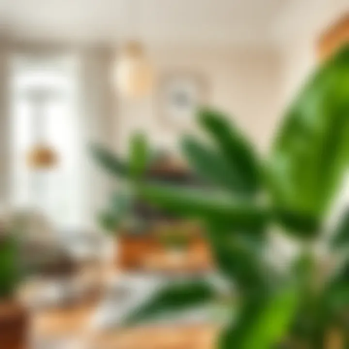 Cozy Living Room with Artificial Banana Leaves Arrangement Lush arrangement of artificial banana leaves in a cozy living room