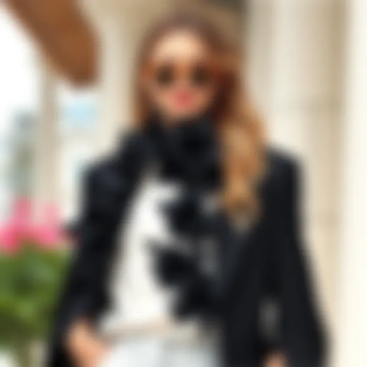 Fashion Statement Chic outfit accessorized with a striking black floral garland