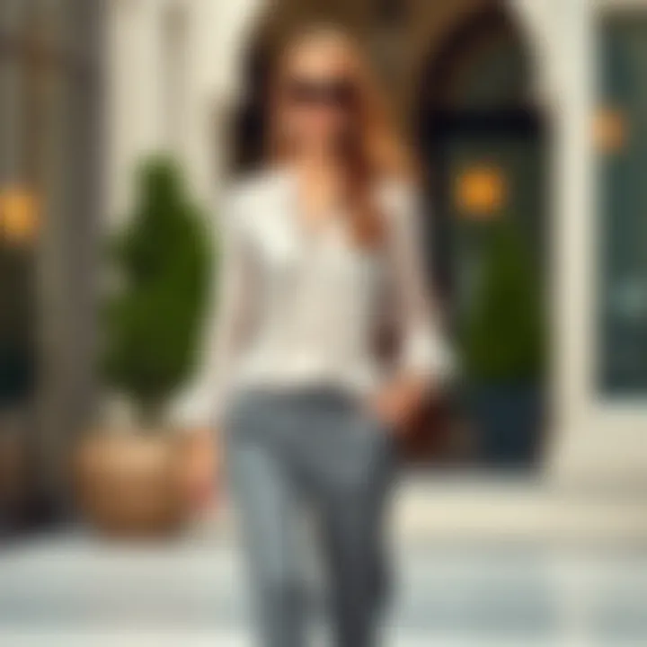 Chiffon Tunic Blouse with Tailored Trousers Stylish outfit pairing chiffon tunic blouse with tailored trousers