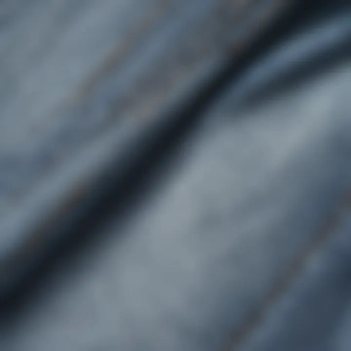 Close-up of light wash denim fabric showcasing texture