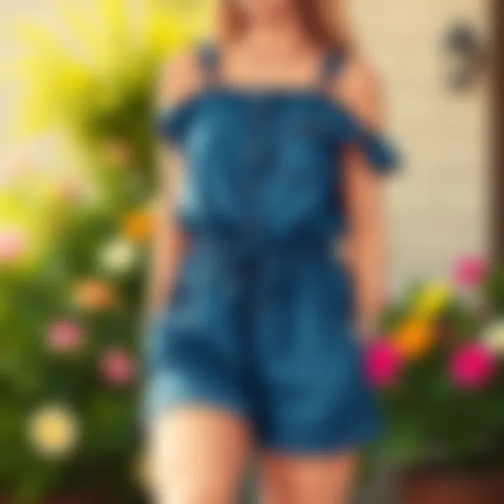 Summer Vibes: Casual Denim Romper Casual denim romper perfect for summer gatherings