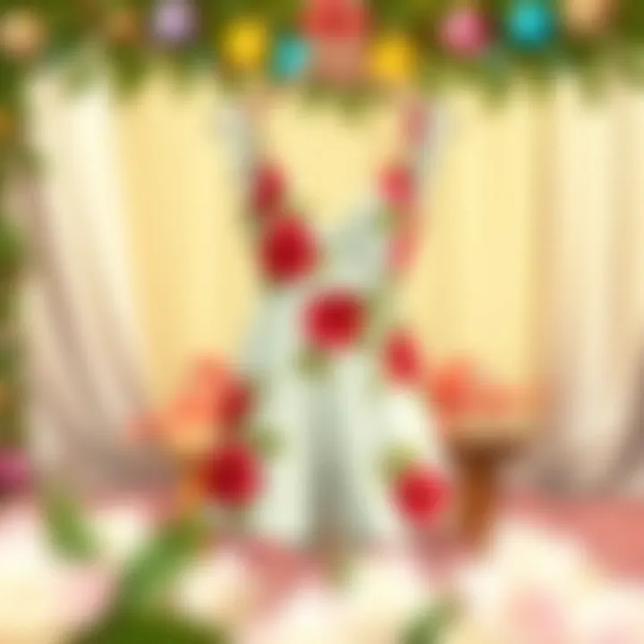 Floral Delight: A Cute Party Romper Vibrant floral party romper on a festive backdrop