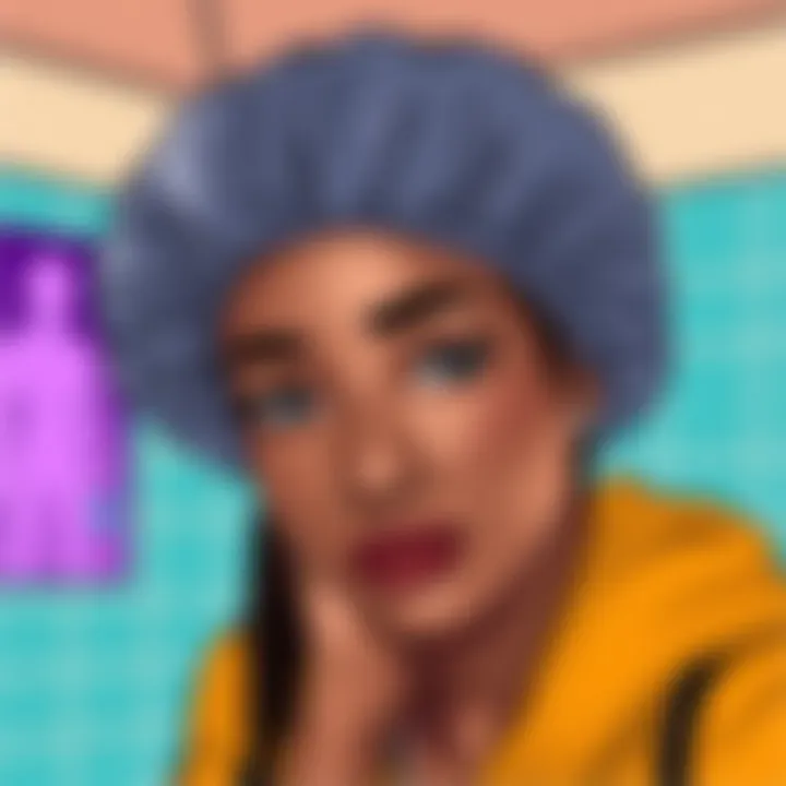 User Experience with Large Shower Caps User showcasing a large shower cap over braided hair