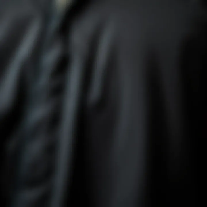 Fabric Focus: Texture of Plus Size Black Windbreaker Close-up of premium fabric used in a plus size black windbreaker showcasing texture and durability.