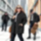 Sleek plus size black windbreaker styled with chic accessories against a modern urban backdrop.