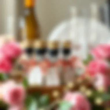 Chic Wine Stopper Favors in a Bridal Shower Gift Arrangement Chic wine stopper favors arranged in a charming bridal shower gift setting