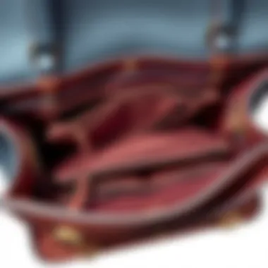 Interior Layout of a Designer Handbag Close-up of a designer handbag highlighting its interior organization