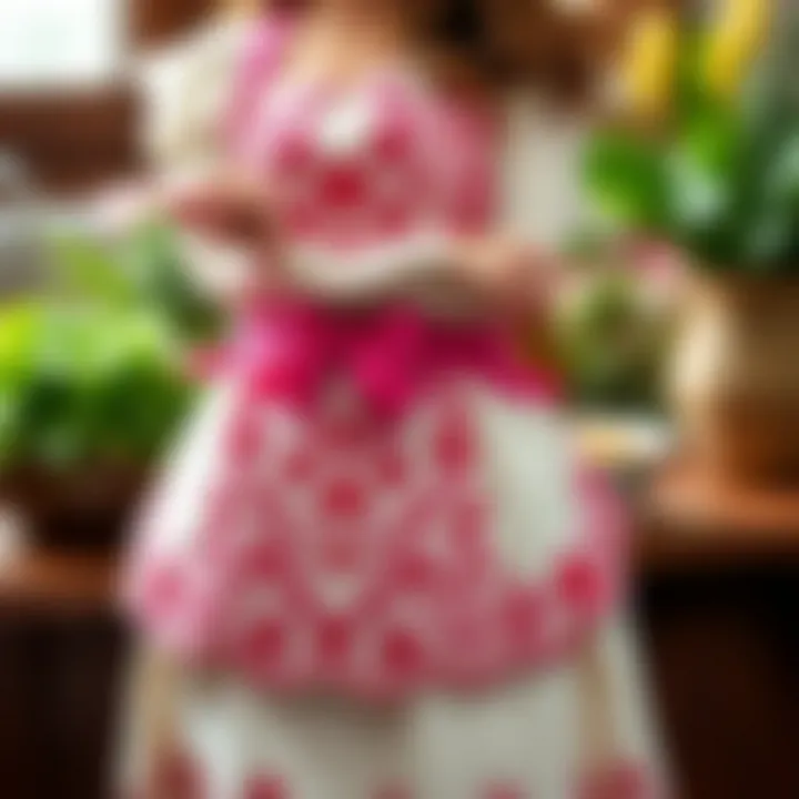 Elegant waist apron showcasing intricate embroidery