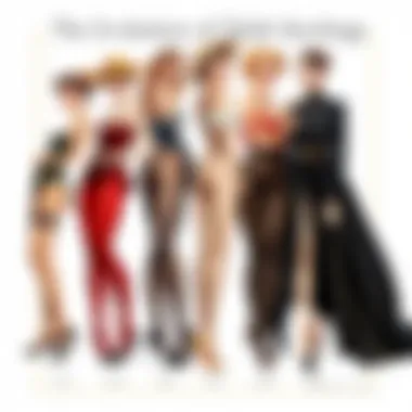 A historical illustration showcasing the evolution of flesh stockings through different eras