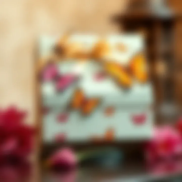 Elegant gift box featuring vibrant butterfly designs