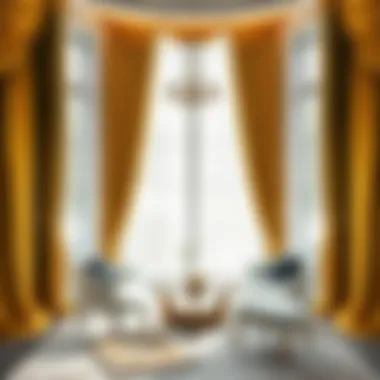 Aesthetic Appeal in Interior Design with Gold Streamer Curtains Interior space adorned with gold streamer curtains for elegance