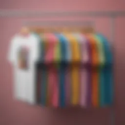 A vibrant array of graphic tees displayed on hangers